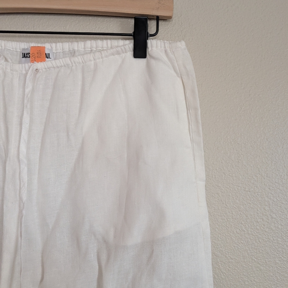 Jaxsea Hawaii White Linen Wide Leg Drawstring Resort Pants Size Small - Picture 6 of 10